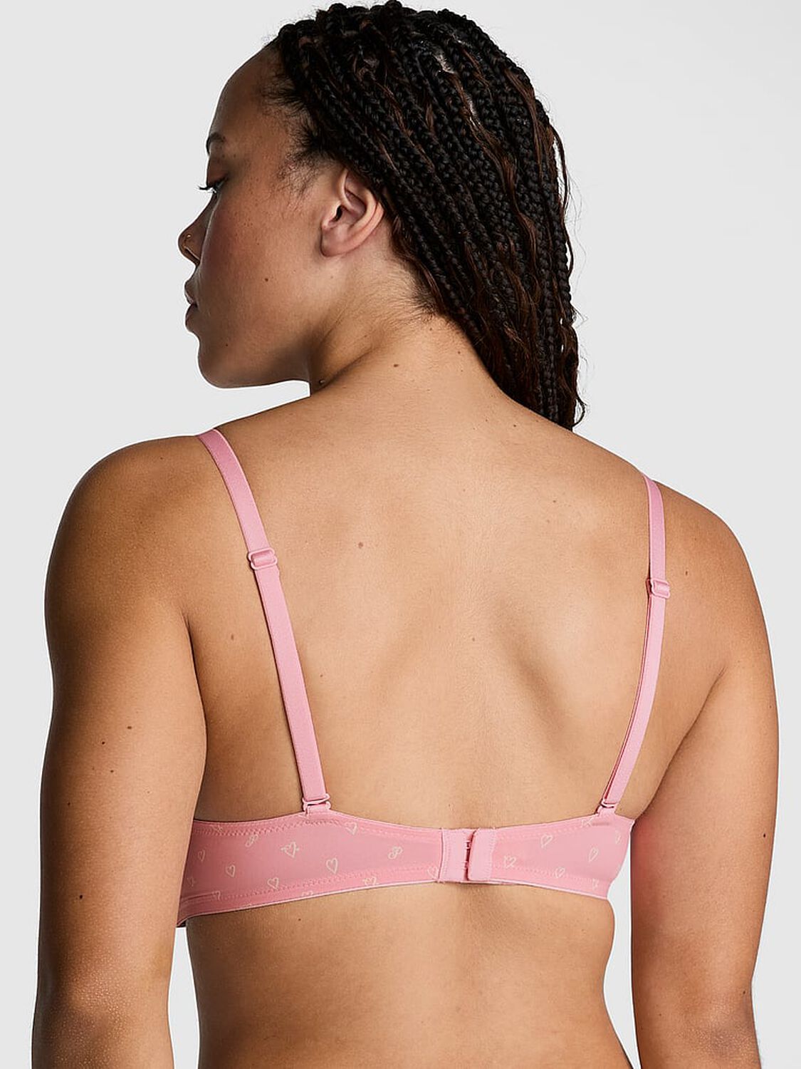 vs Pink Wear Everywhere Wear Everywhere Lightly Lined T-Shirt Bra Petal Pink Heart Print 2 of 3 