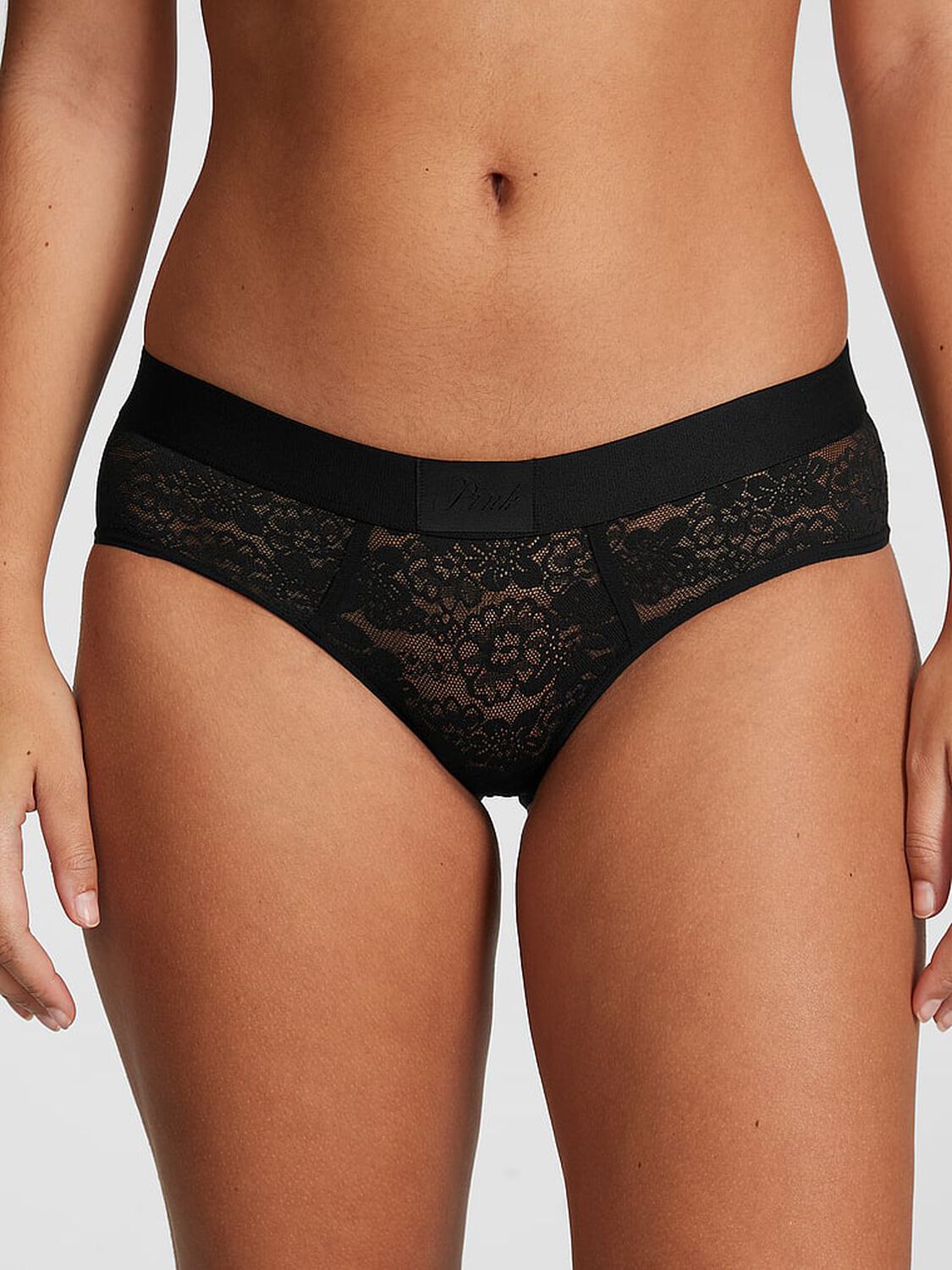 vs Pink Wink Logo Hiphugger Panty Pure Black 1 of 3 