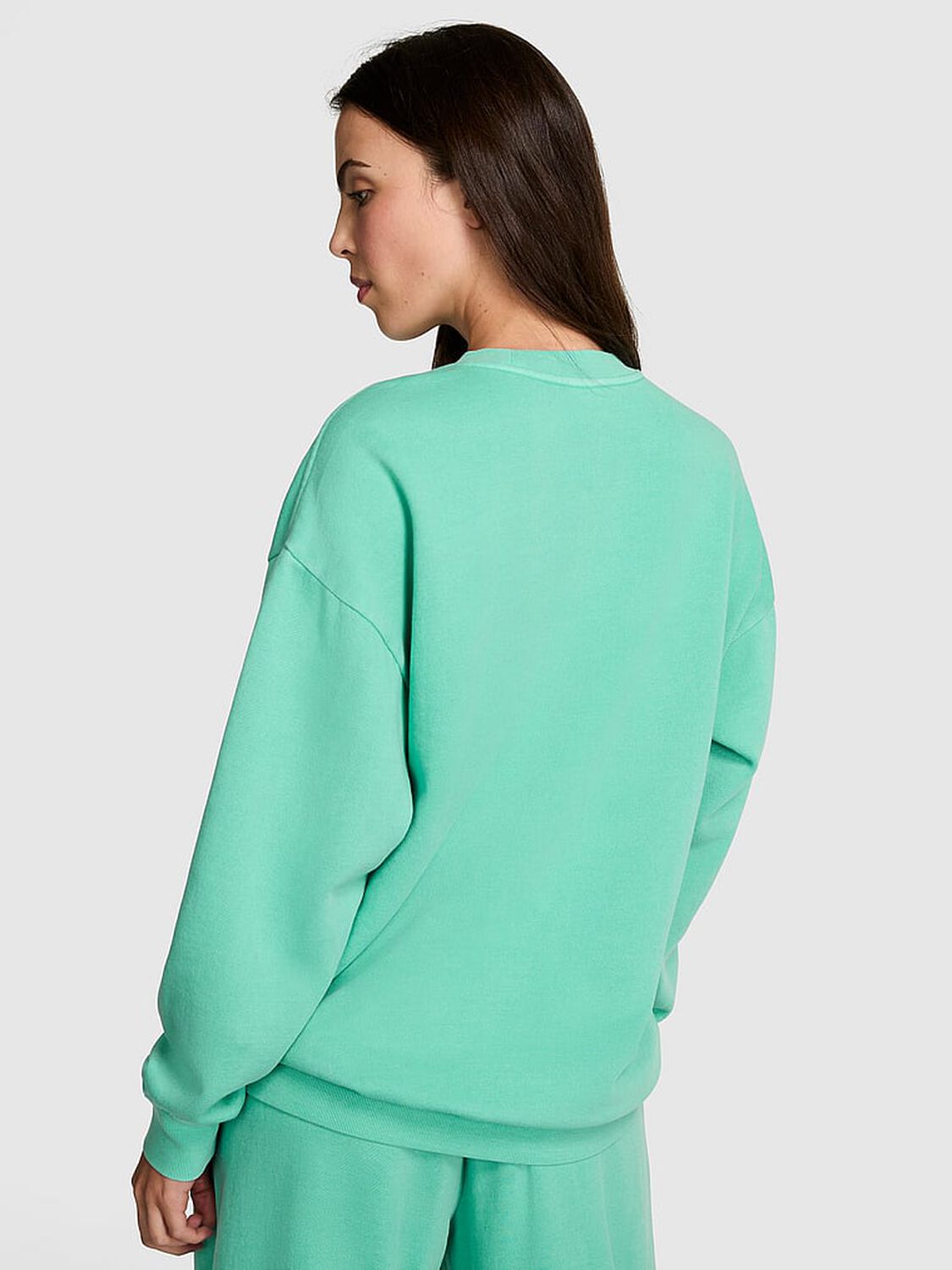 vs Pink Ivy Fleece Oversized Crew Sweatshirt Sweet Mint 2 of 3 