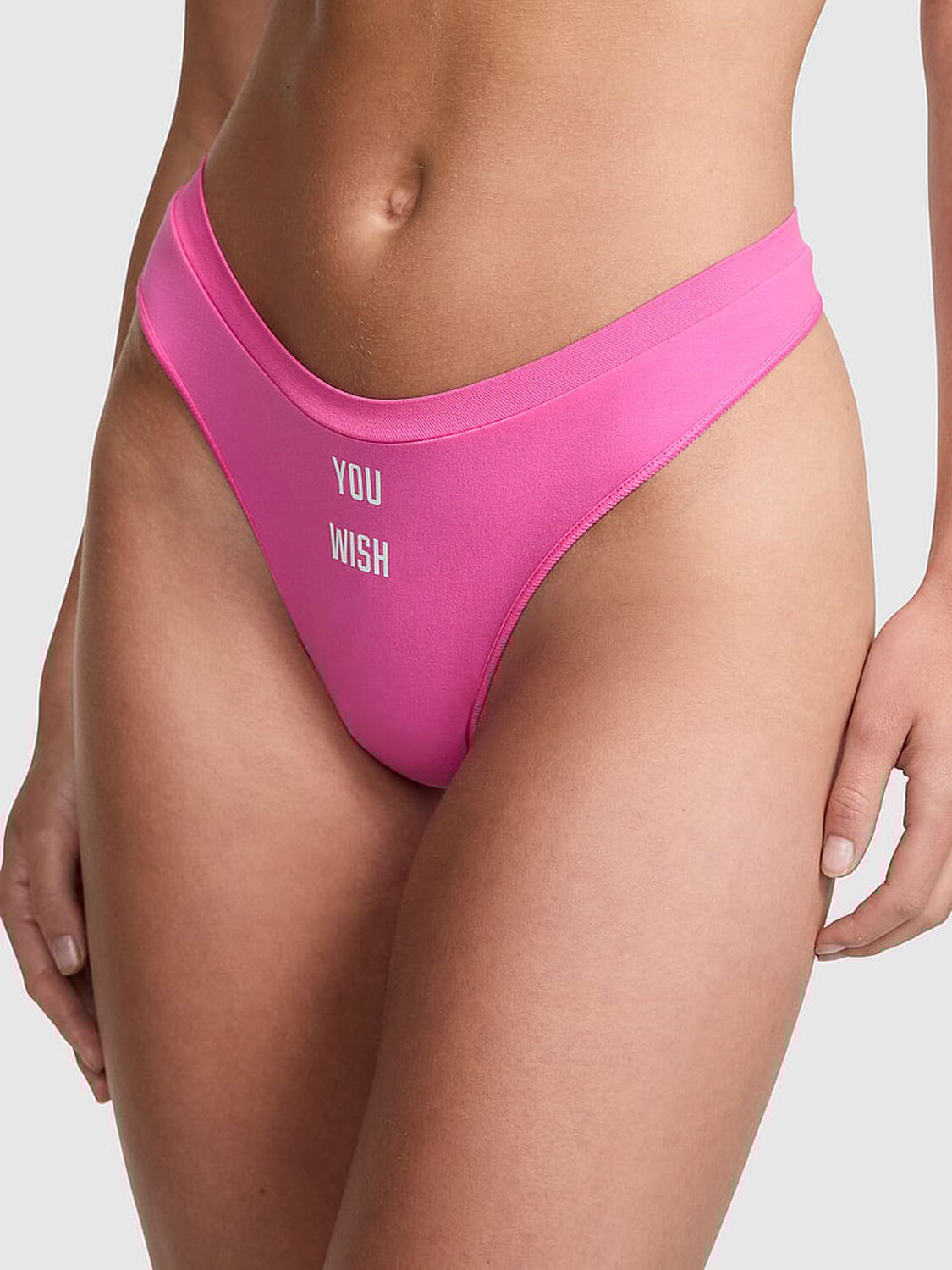 vs Pink Seamless High-Leg Thong Panty Pink Gossip You Wish Graphic 1 of 3 
