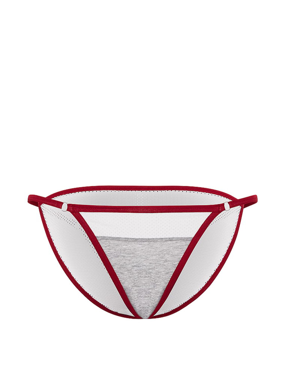 vs Pink Cotton String Bikini Panty Medium Heather Grey With Red Lacquer Trim 3 of 3 