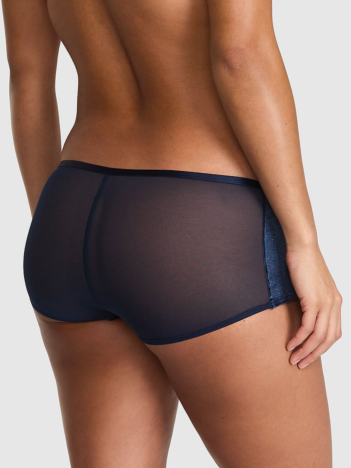 vs Pink Plush Touch Velour Boyshort Panty Noir Navy Confetti Velour 2 of 3 