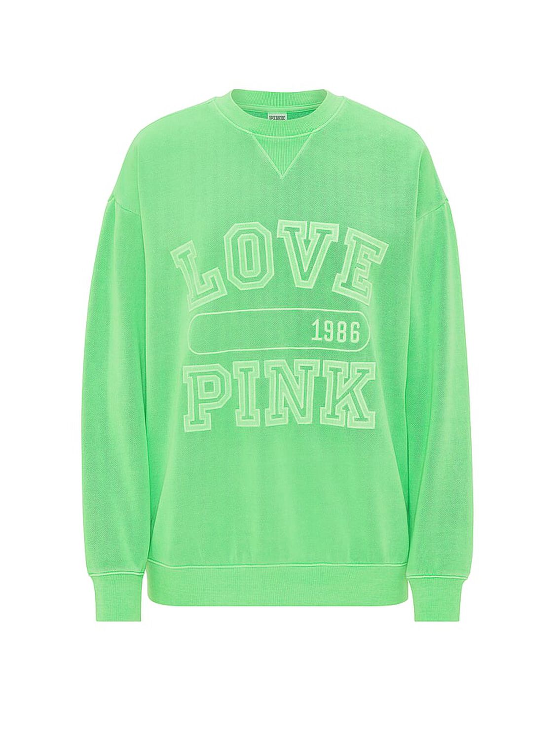 vs Pink Campus Fleece&trade; Oversized Crew Sweatshirt Graphic Green 3 of 3 