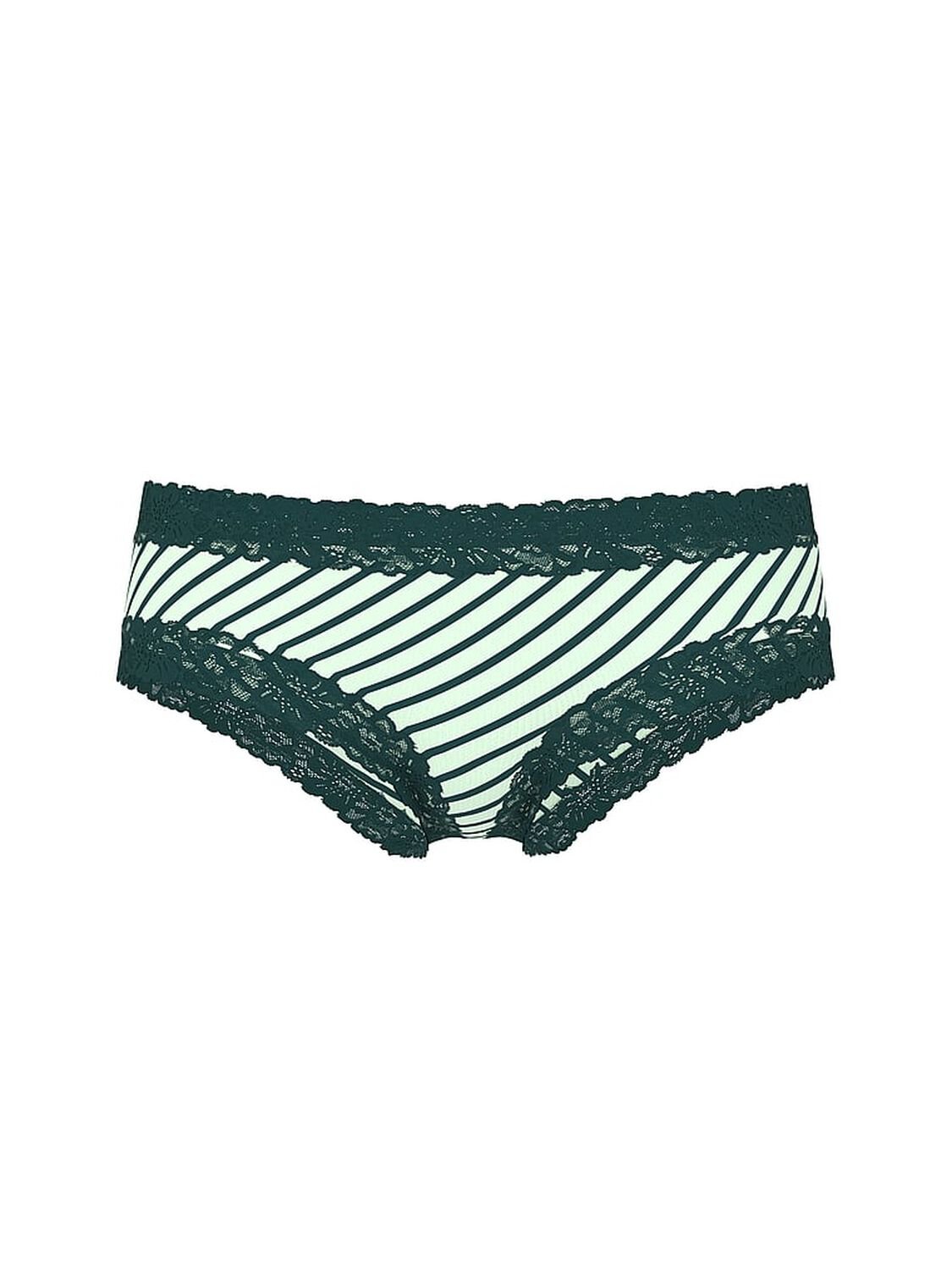 vs Pink Wink Lace-Trim Cheeky Panty Deep Forest Stripe Print 3 of 3 
