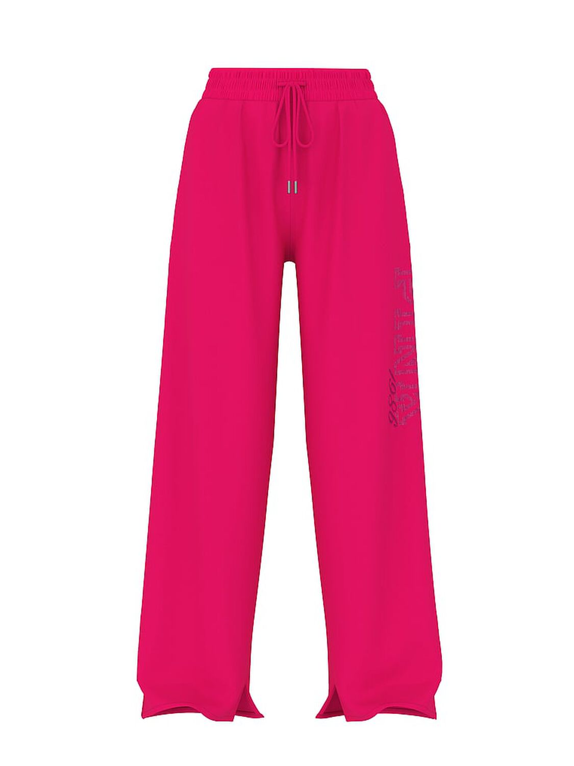 vs Pink Campus Fleece&trade; Wide-Leg Split-Hem Sweatpants Hot Stuff 3 of 3 