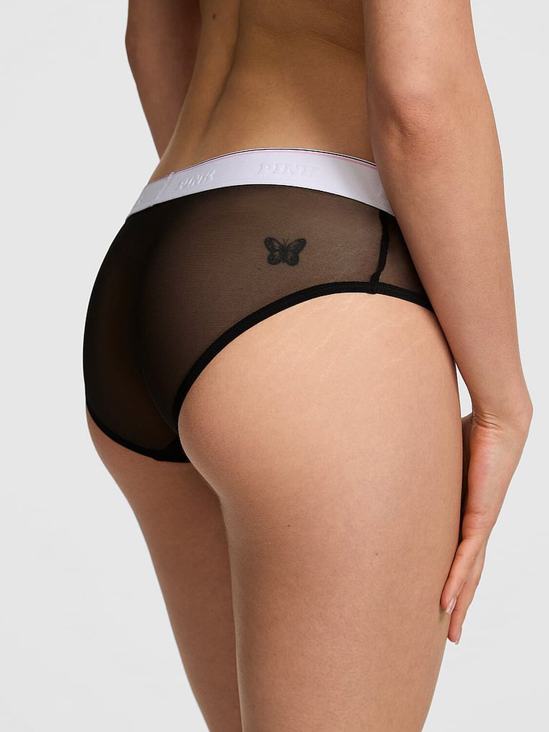 vs Pink Logo Mesh Hiphugger Panty Black 2 of 3 