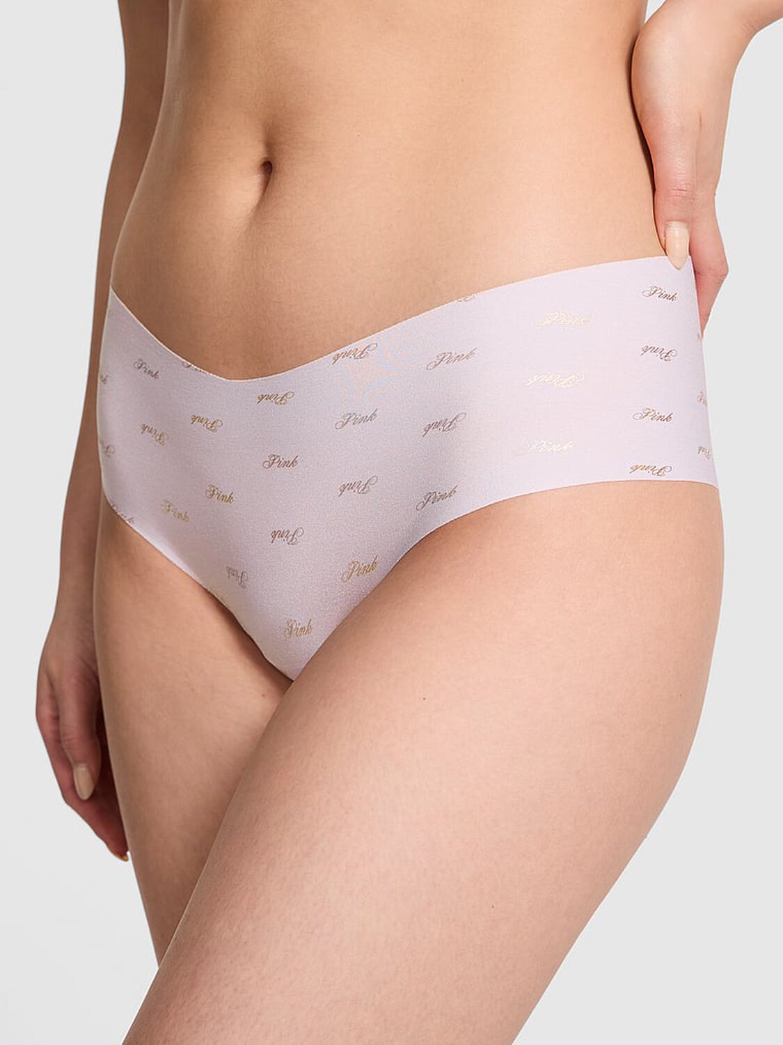vs Pink No-Show Cheeky Panty Purple Whisper Logo Print 1 of 3 