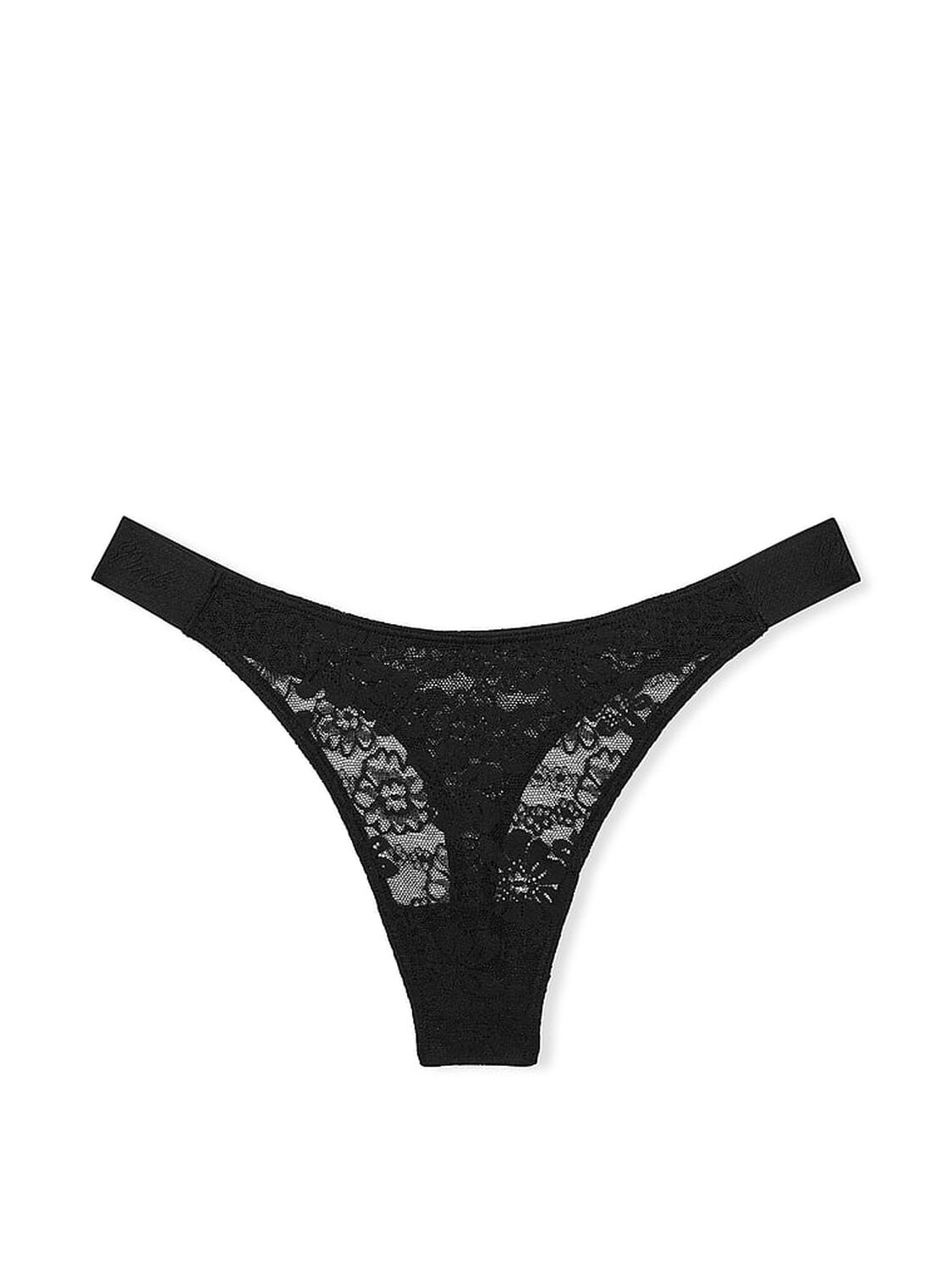 vs Pink Wink Logo High-Leg Thong Panty Pure Black 3 of 3 