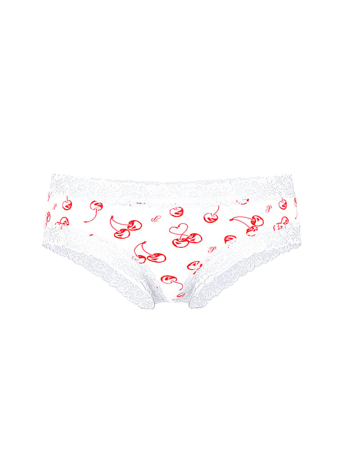 vs Pink Wink Lace-Trim Cheeky Panty White Cherry Print 1 of 1 