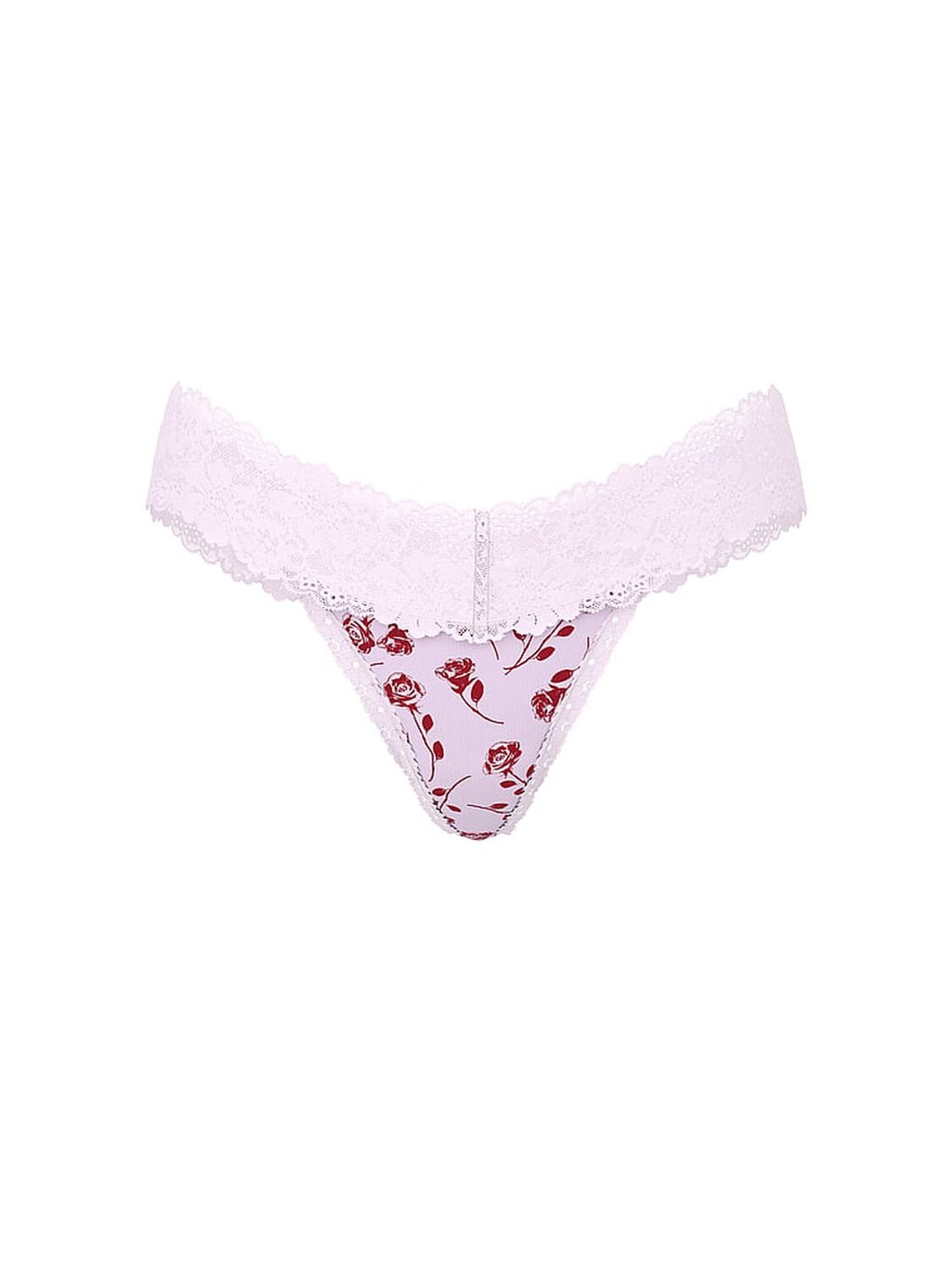 vs Pink Wink Lace-Trim Thong Panty Pink Tulip Rose Print 3 of 3 