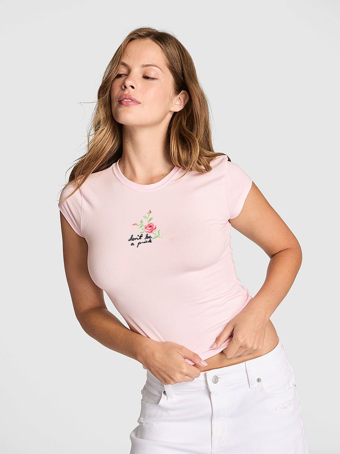 vs Pink Cotton Baby Tee Pink Tulip 1 of 4 