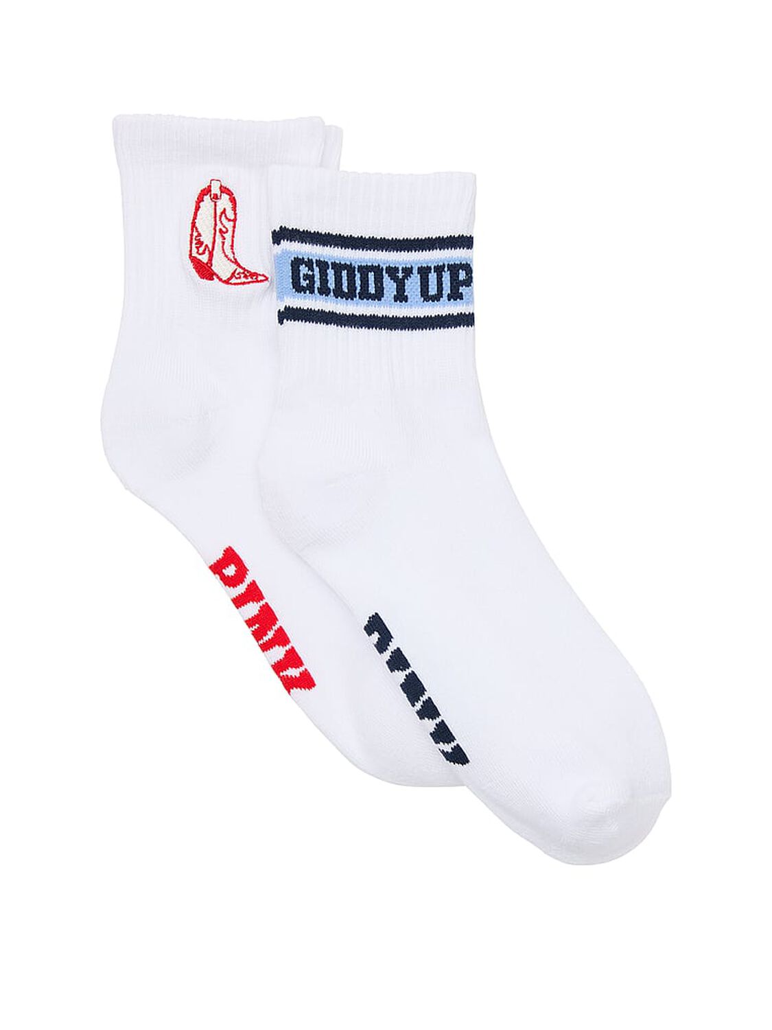vs Pink 2-Pack Quarter Socks White Shell/Optic White Cowboy Boot 1 of 2 