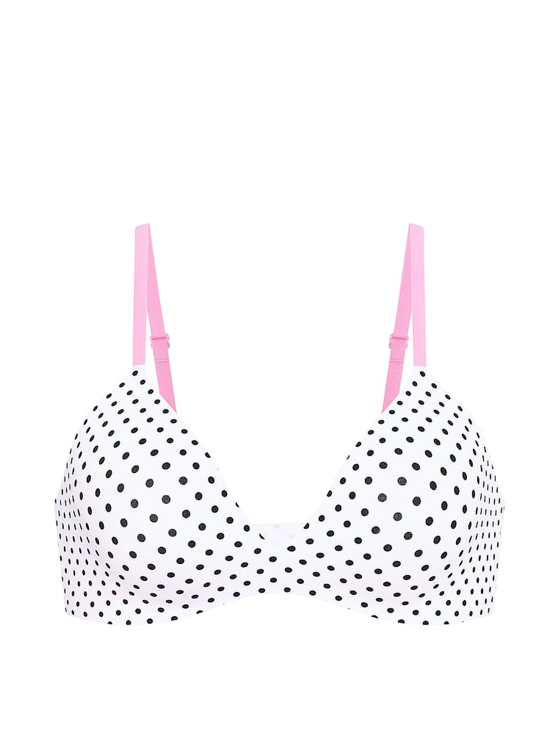 vs Pink Marshmallow Unlined Wireless Comfy Bralette Whiteb & Black Dot Print 3 of 4 