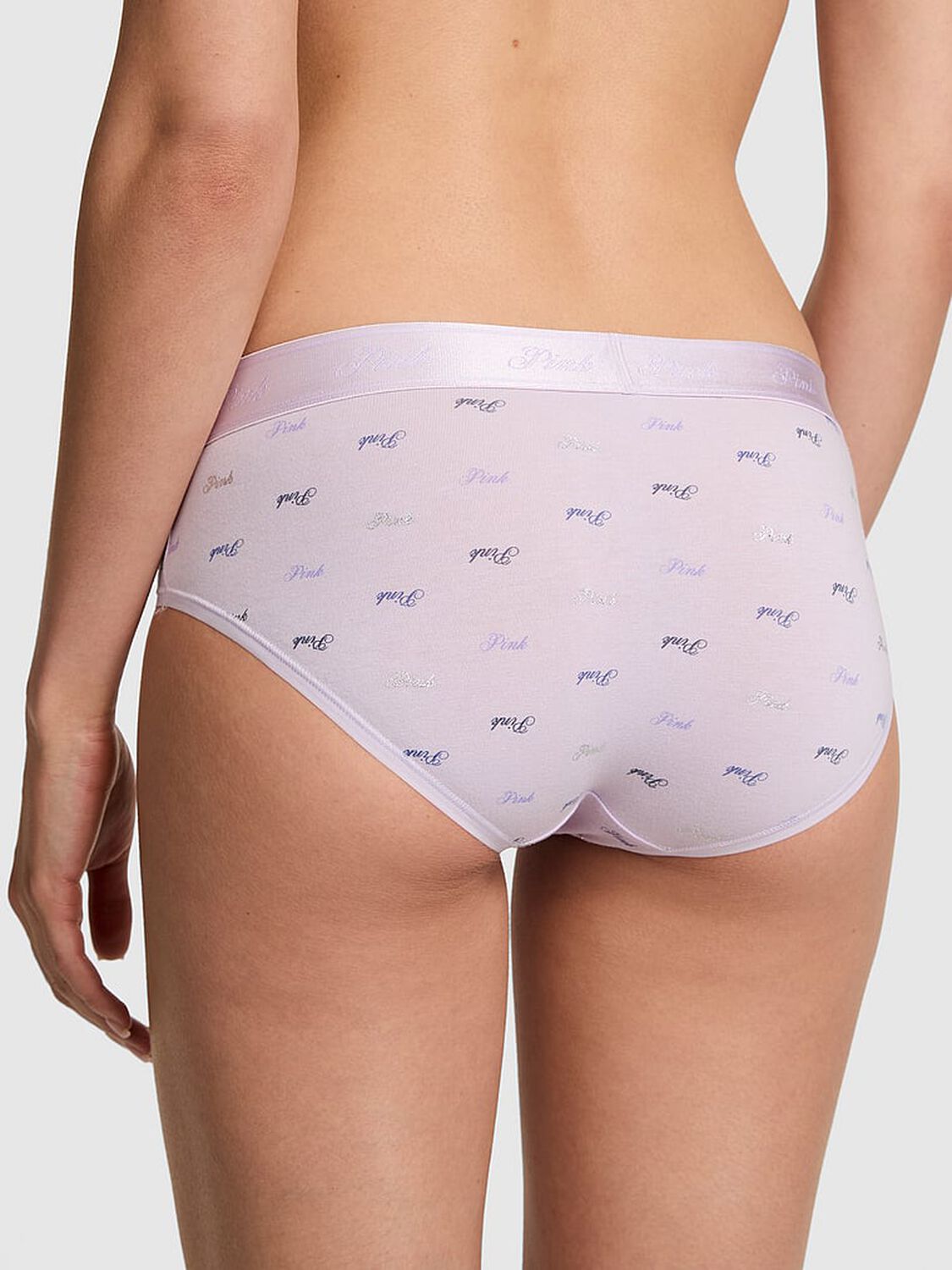 vs Pink Logo Cotton Hiphugger Panty Purple Whisper Script Pink Print 2 of 3 