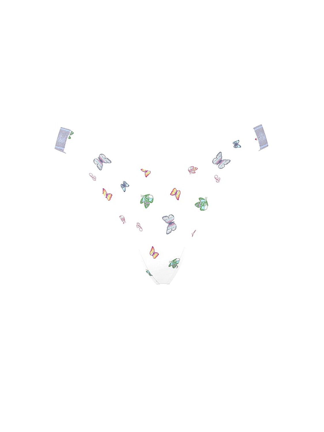 vs Pink Logo Cotton Shine High-Leg Thong Panty White Multicolor Butterfly 3 of 3 