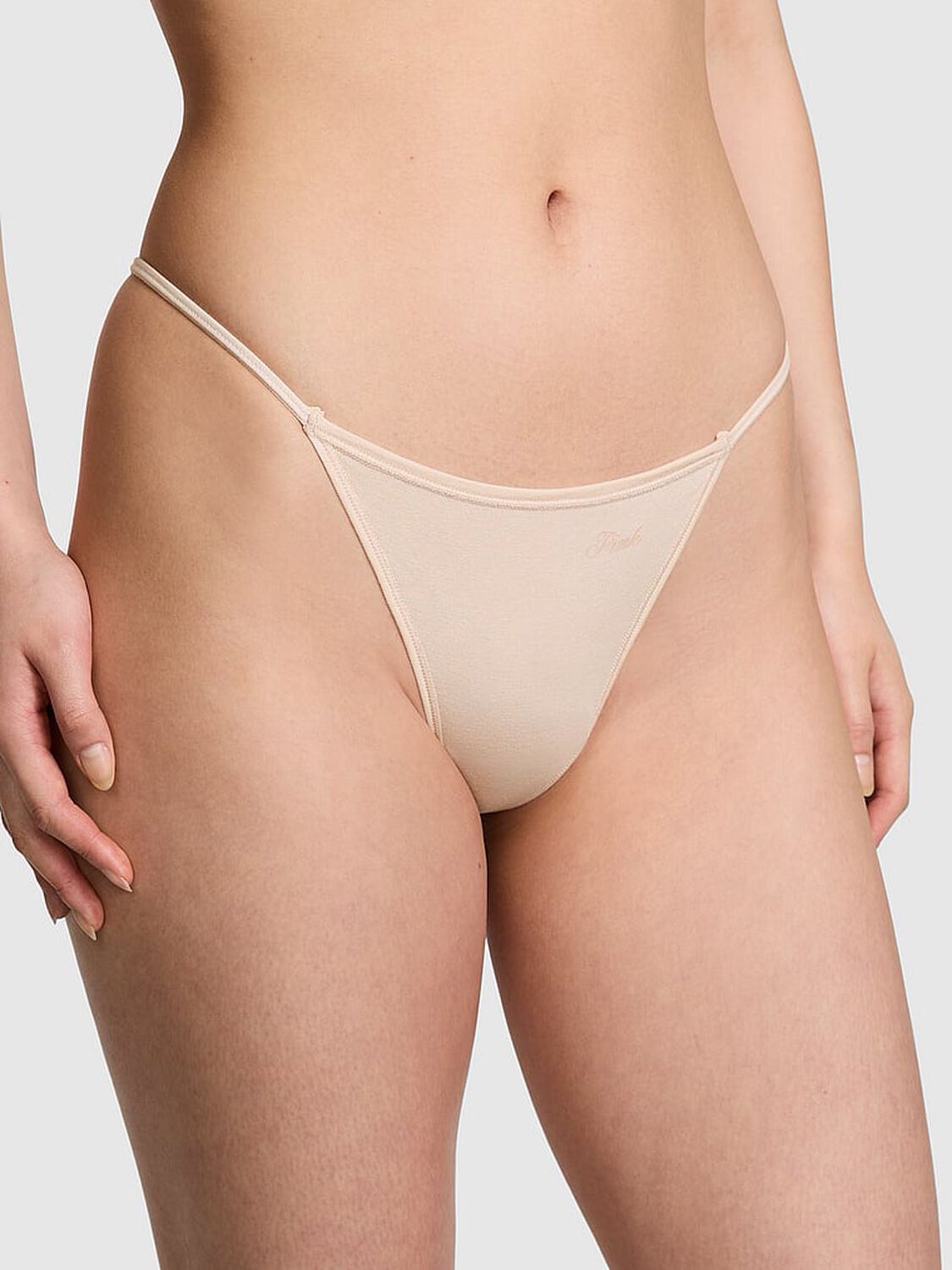 vs Pink Cotton V-String Panty Marzipan 1 of 3 