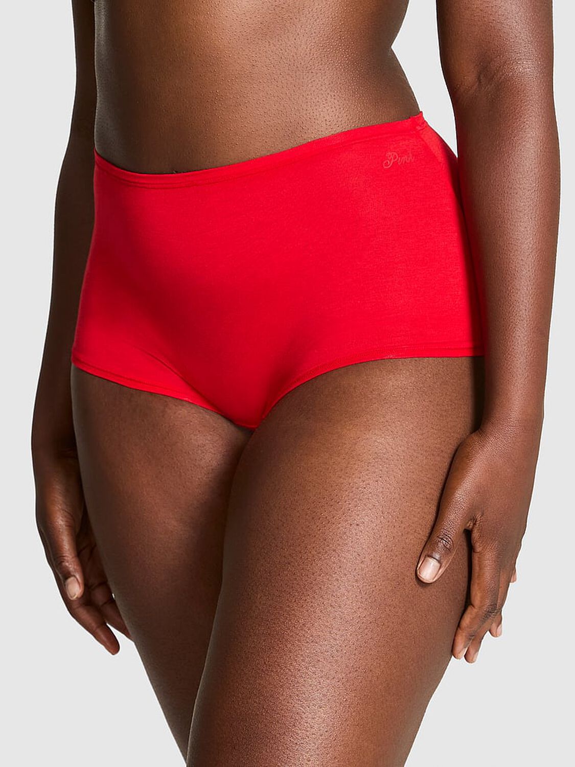 vs Pink Cotton Boyshort Panty Bright Vermillion 1 of 3 