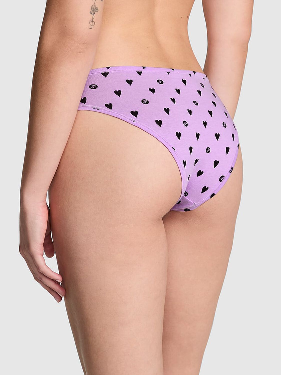 vs Pink Cotton Cheeky Panty Purple Petal Heart Dot Print 2 of 3 