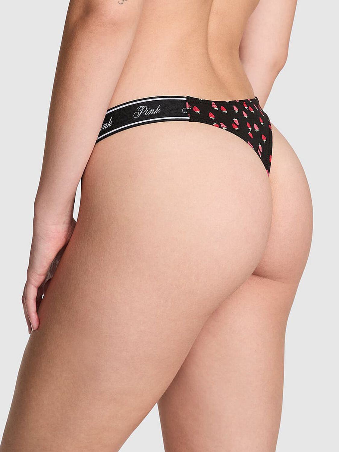 vs Pink Logo Cotton Shine High-Leg Thong Panty 2 of 3 