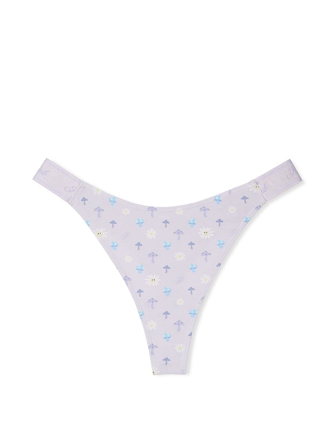 vs Pink Logo Cotton Shine High-Leg Thong Panty Purple Whisper Mushroom Print 3 of 3 