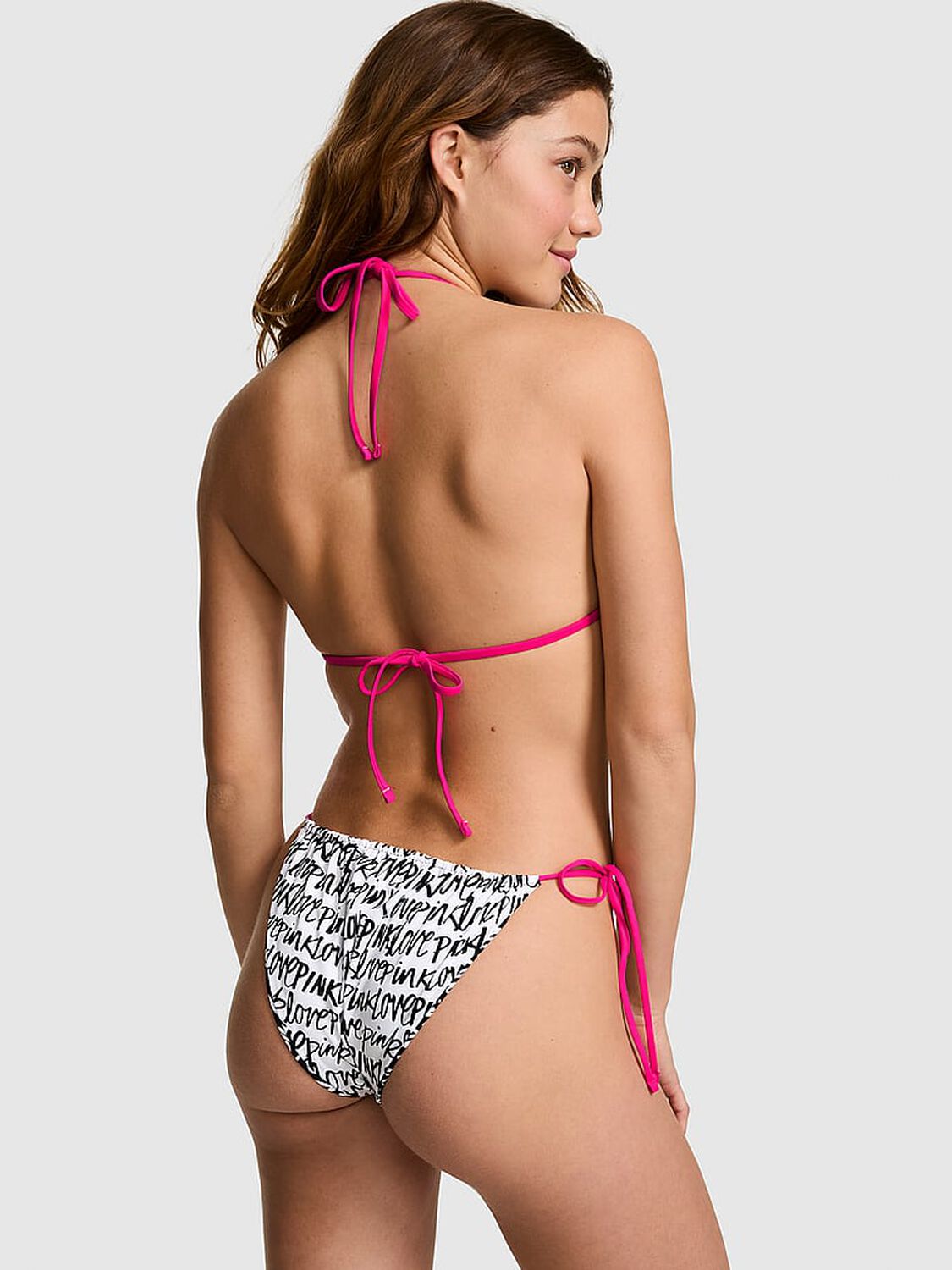 vs Pink Swim Reversible Triangle String Bikini Top Love Pink Script 2 of 4 