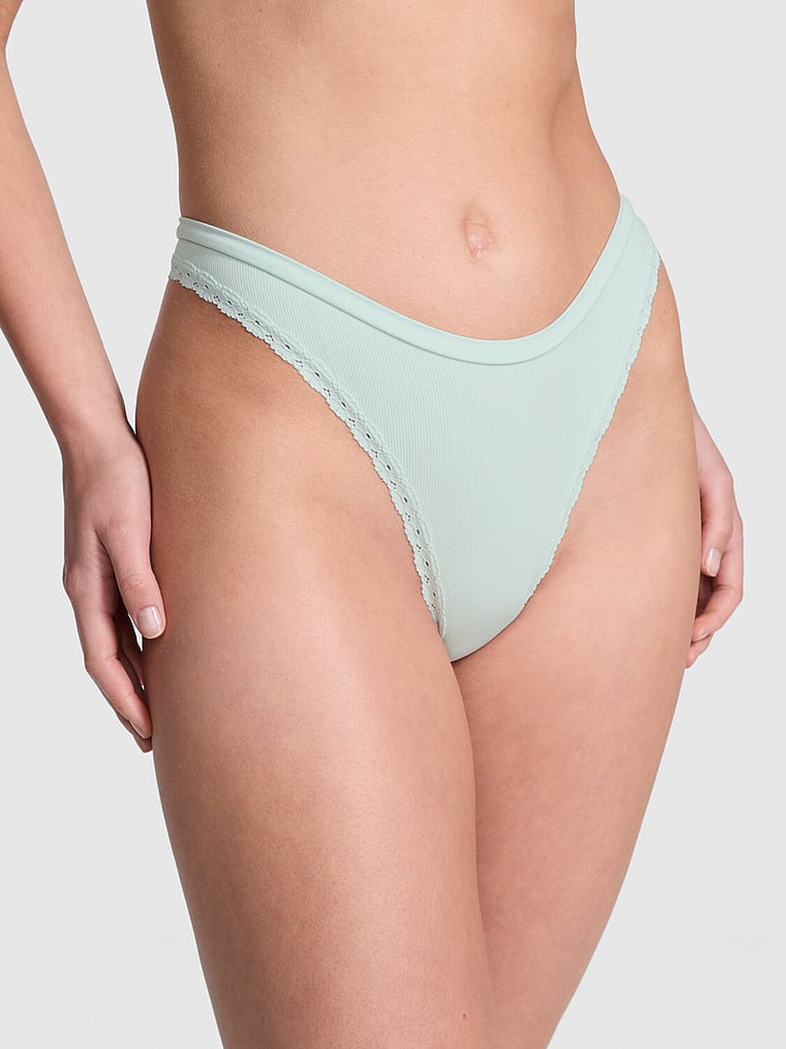 vs Pink Seamless High-Leg Thong Panty Bliss 1 of 3 