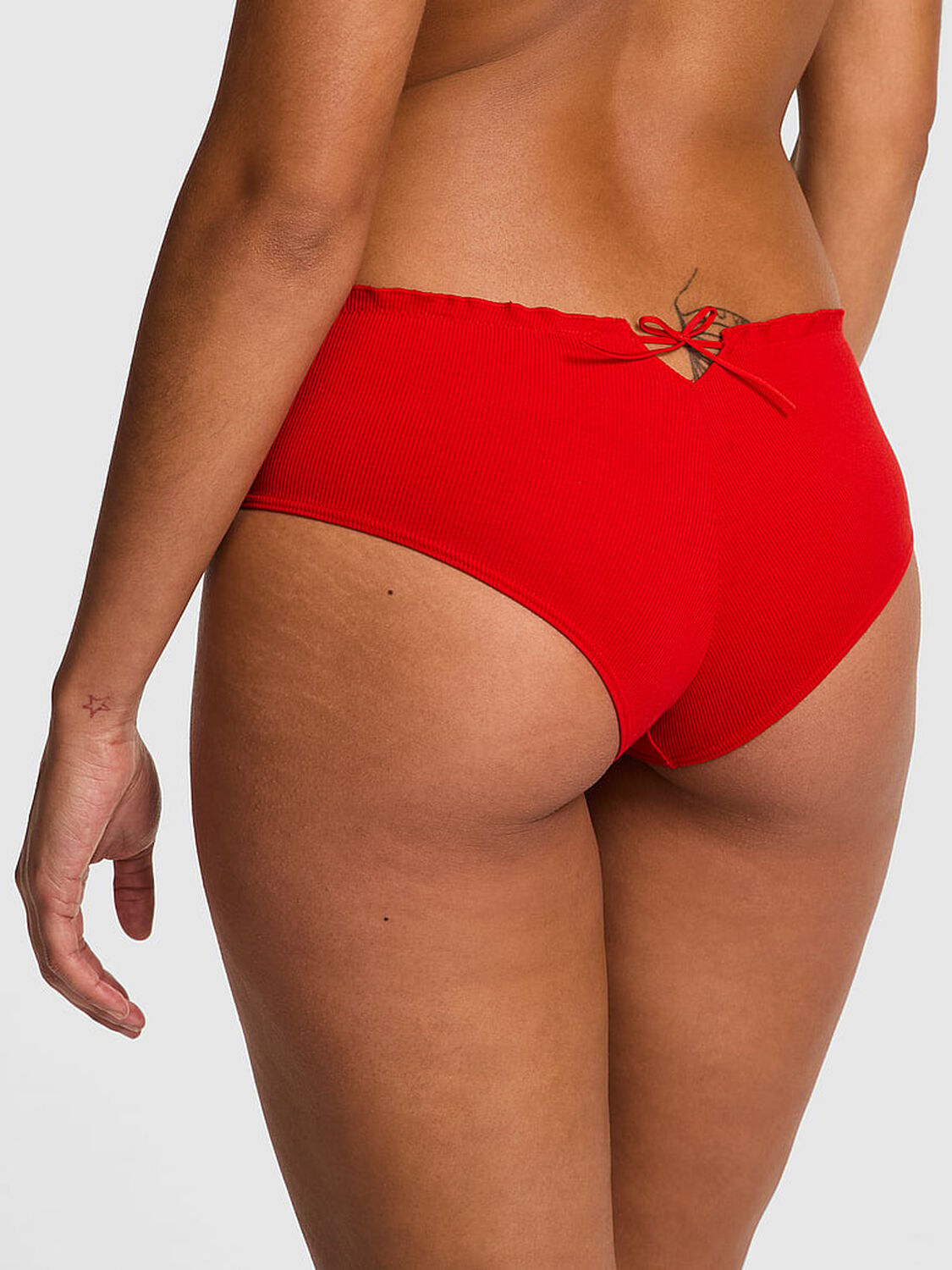 vs Pink Cotton Back-Tie Cheeky Panty Bright Vermillion Side Tie 2 of 3 