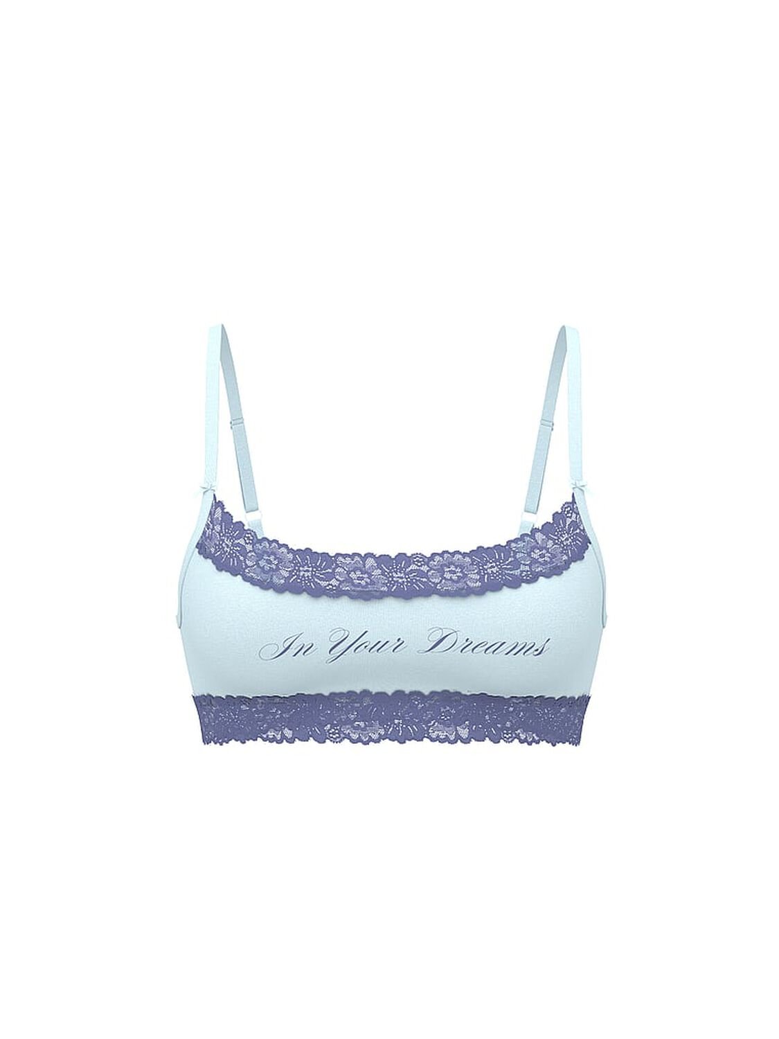 vs Pink Cotton Lace-Trim Scoop Bralette Spray Blue 3 of 3 