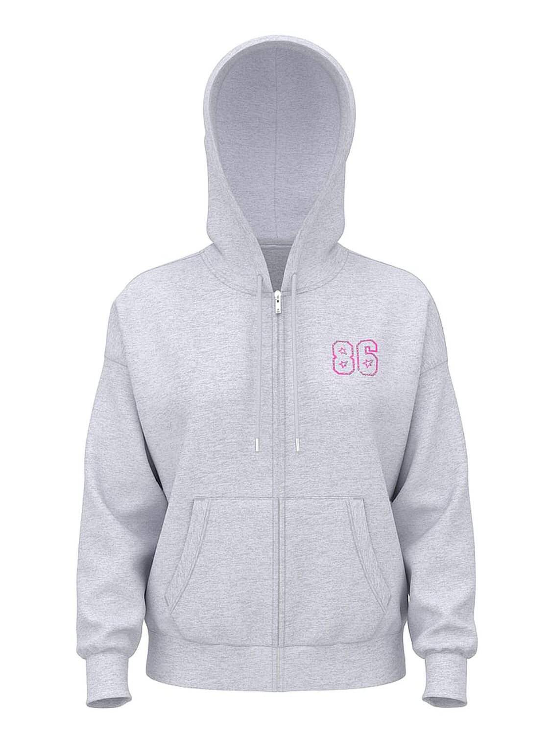 vs Pink Ivy Fleece Campus Full-Zip Hoodie Vs Medium Heather Grey Band 3 of 3 