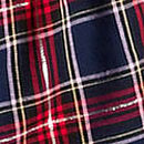 Flannel Boxy Ruﬄed Pajama Shorts, Noir Navy/ Red Plaid, swatch