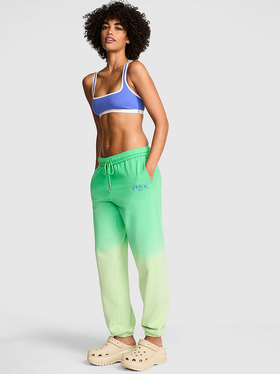 vs Pink Ivy Fleece Campus Sweatpants Pale Petal Dip Dye 1 of 3 