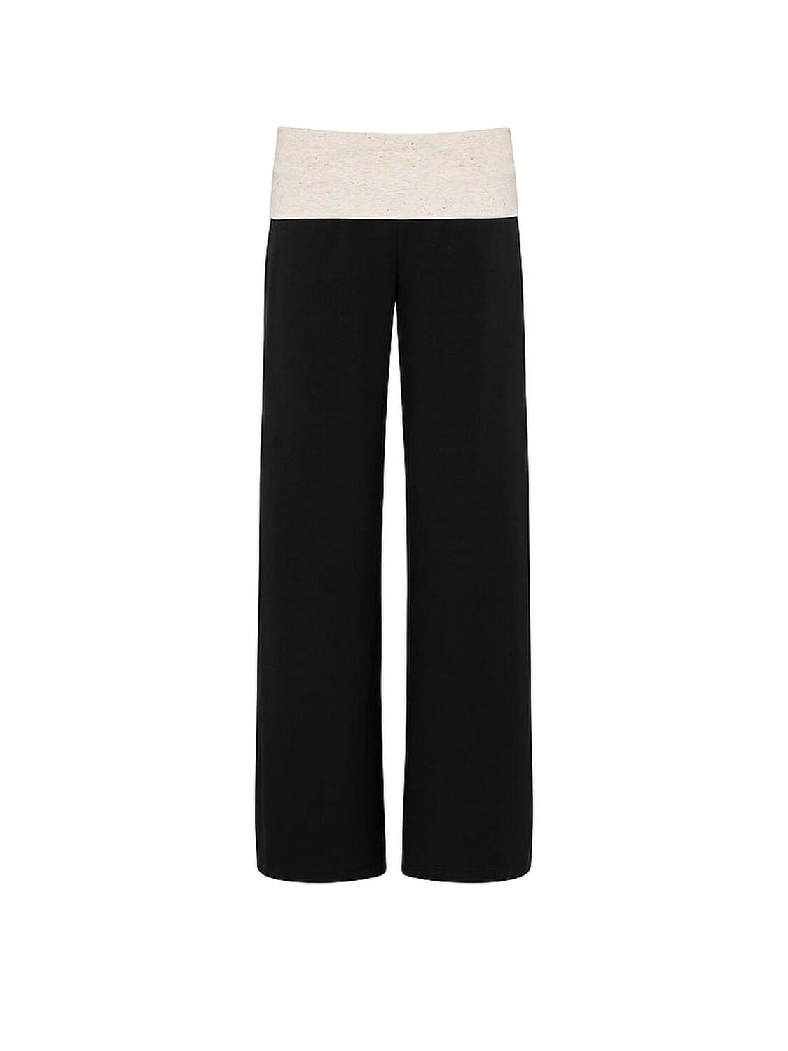 pink Pink All-Day Cotton&trade; Foldover Wide-Leg Pants Pure Black Heather Confetti 3 of 3 