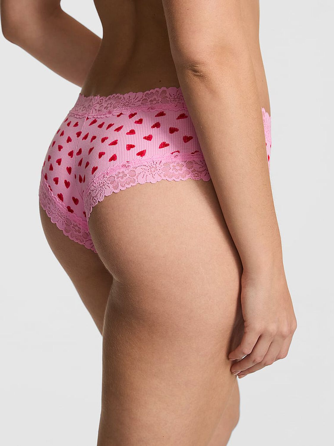 vs Pink Wink Lace-Trim Cheeky Panty Pink Hearts 2 of 4 
