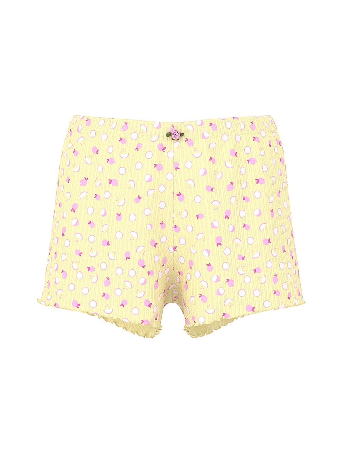 vs Pink Drop Needle Pointelle Shorts Mellow Yellow Lemon Print 3 of 4 
