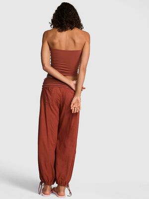 Foldover Linen Jogger Pants