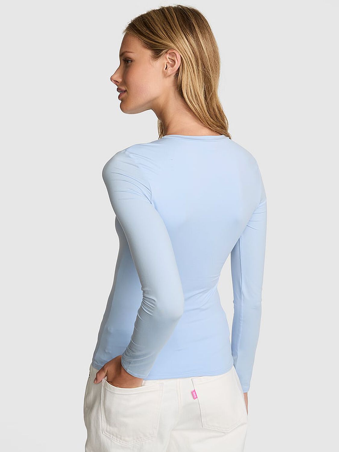 vs Pink Base Stretch Long-Sleeve Tee Icy Blue 2 of 2 