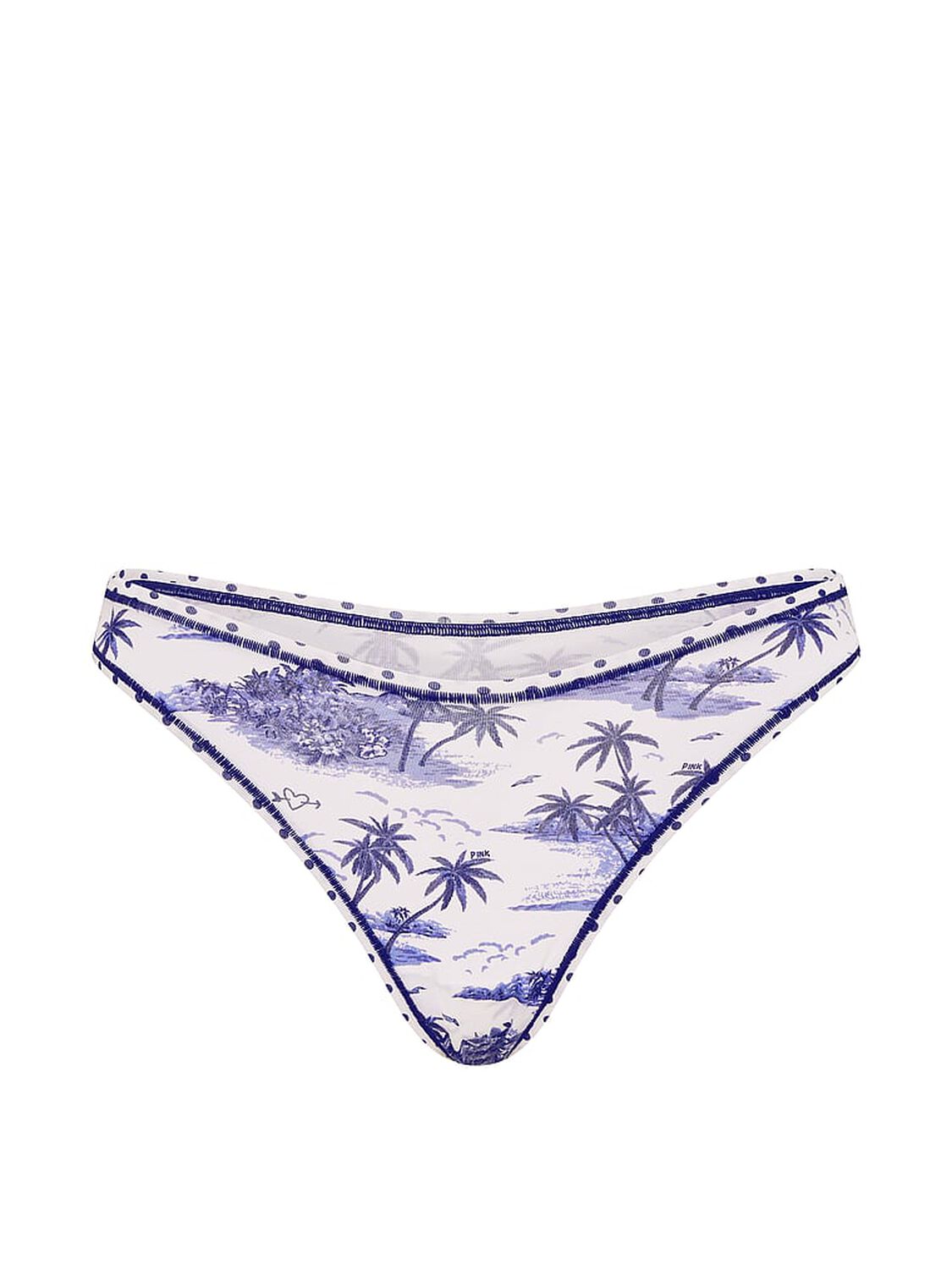 vs Pink Cotton High-Leg Thong Panty Noir Navy Toile Print 3 of 3 