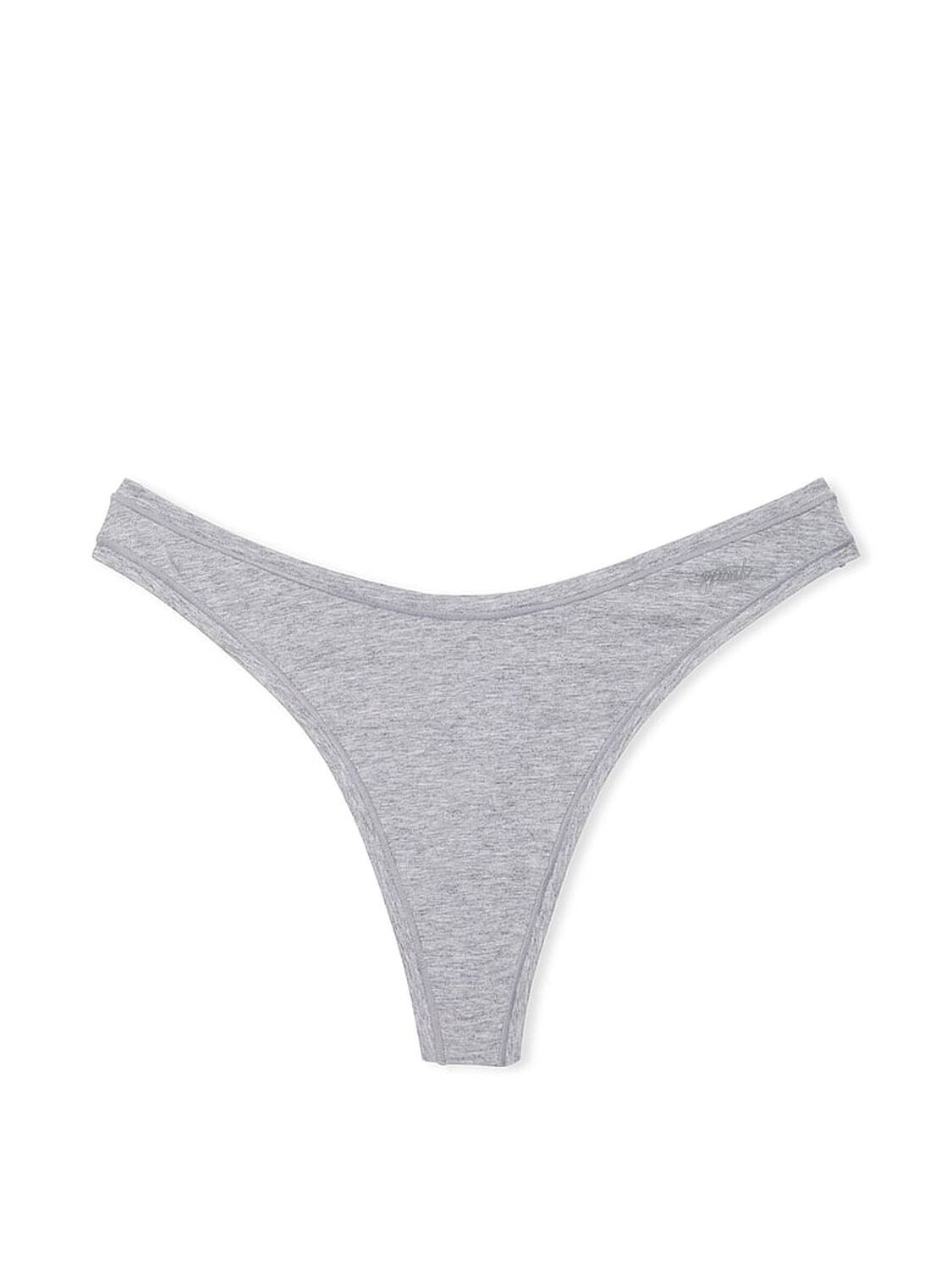 pink Pink Cotton High-Leg Thong Panty Medium Heather Grey 3 of 3 