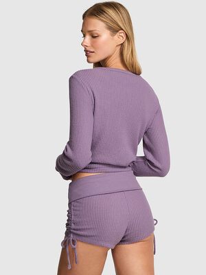 Waﬄe Knit Foldover Shorts