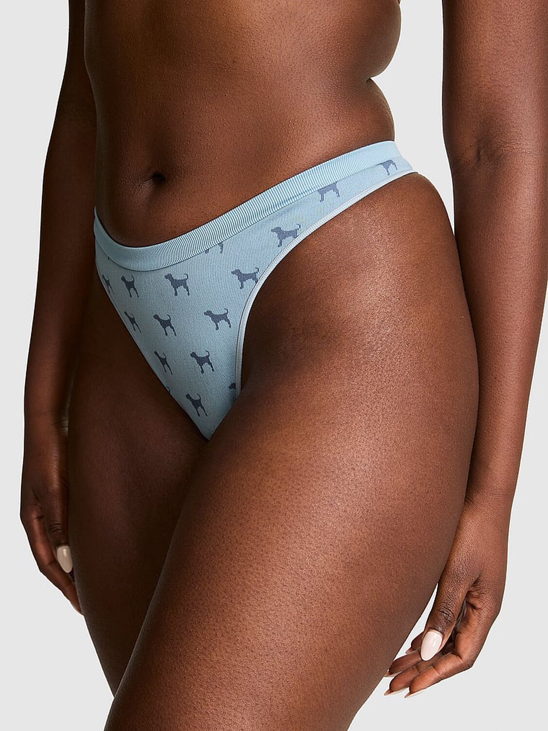 vs Pink Seamless Thong Panty Blue Dog Print 1 of 3 