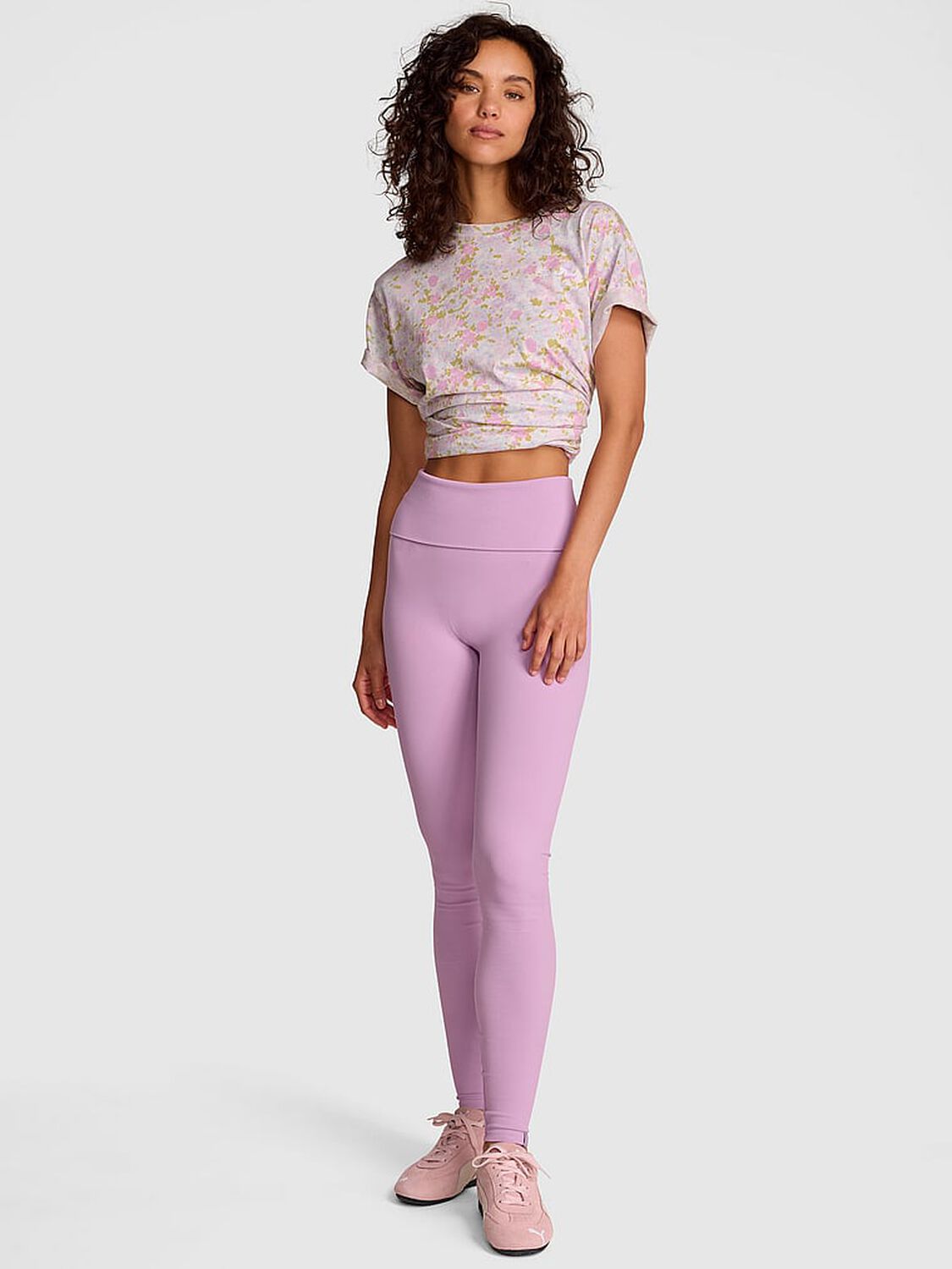 vs Pink Soft Seamless Foldover Leggings Light Lilac 1 of 3 