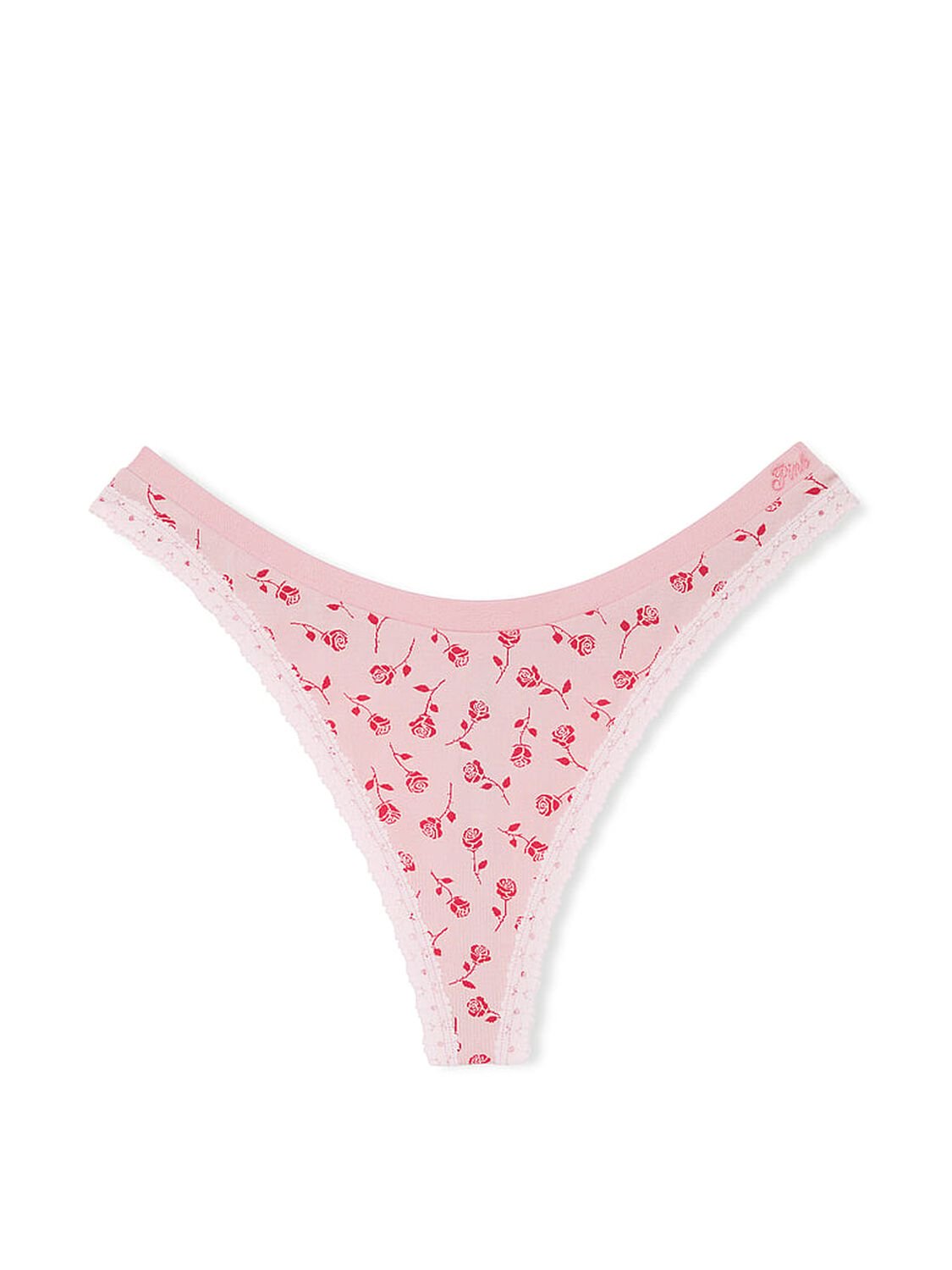 vs Pink Seamless High-Leg Thong Panty Pink Tulip Wildrose Print 1 of 2 