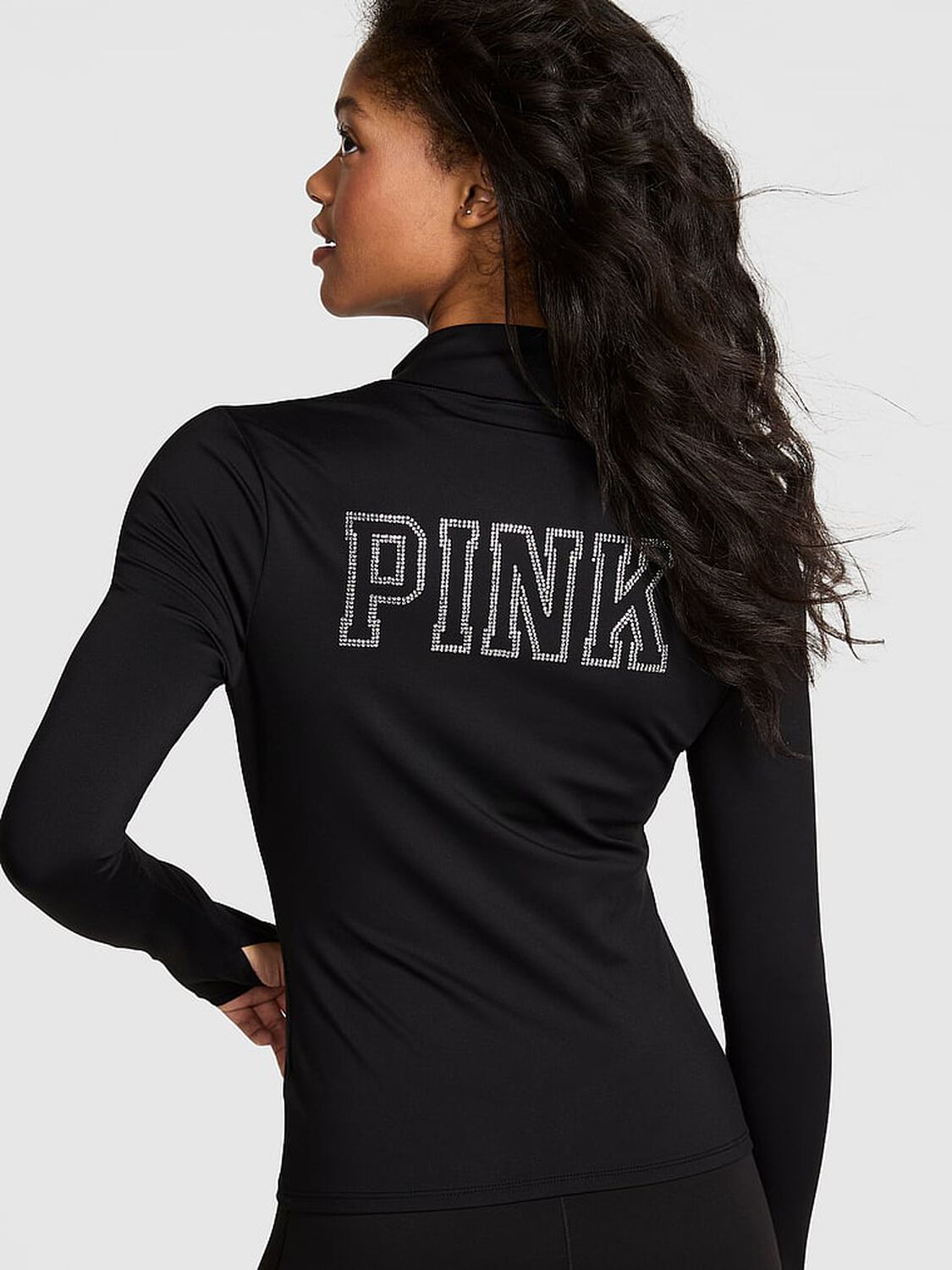 vs Pink Relay Full-Zip Jacket Pure Black Bling Logo 2 of 4 