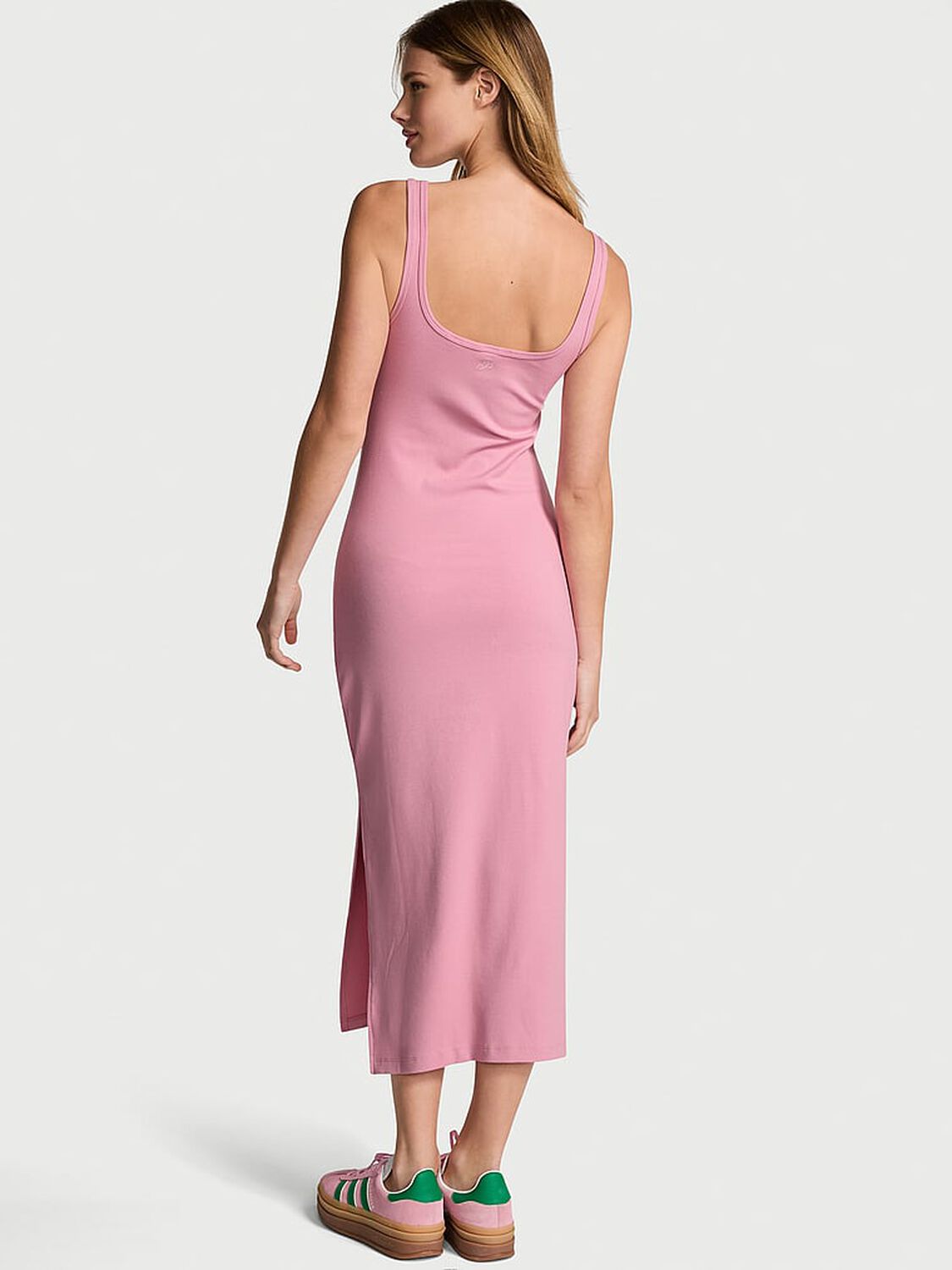 vs Pink All-Day Soft Ribbed Bodycon Midi Dress Cameo Pink 2 of 3 