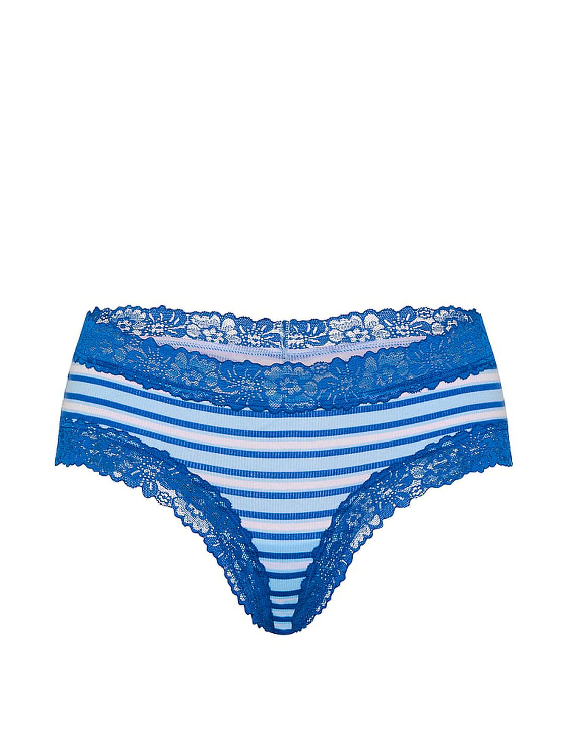 vs Pink Cotton Lace Trim Cheeky Panty Blue Stripe 3 of 3 
