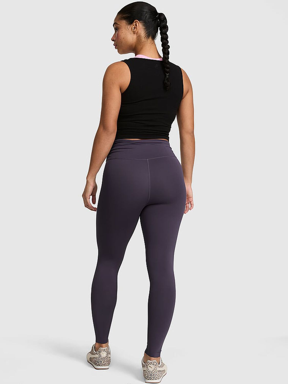 vs Pink PINK Relay&trade; Overlap-Band Leggings Twilight Grey 2 of 4 