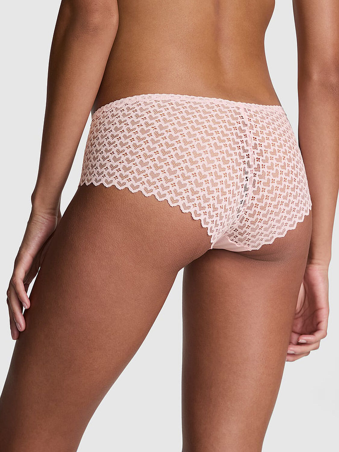 vs Pink No-Show Heart Lace Hiphugger Panty Angel Pink 2 of 2 