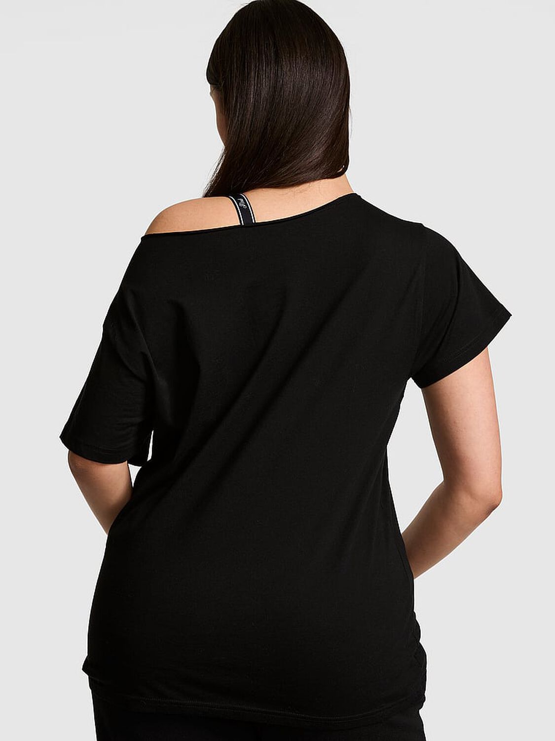 vs Pink Campus Cotton&trade; Off-The-Shoulder Tee Pure Black 2 of 3 
