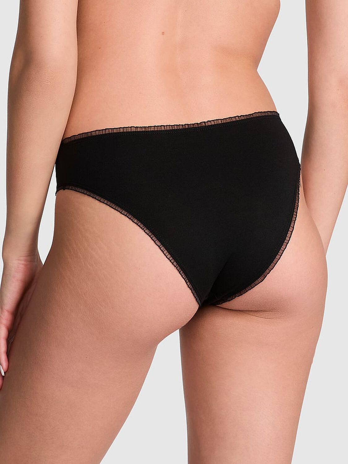 vs Pink Cotton Cheeky Panty Black Mesh Heart Graphic 2 of 3 