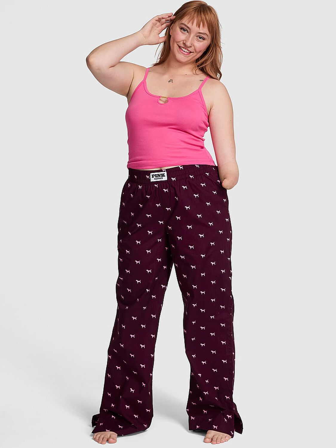 vs Pink Boyfriend Boxer Pajama Pants Wild Rose Dogs 2 of 2 